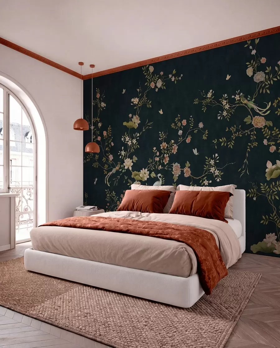 wall murals Цветне гране са птицама на тамној позадини w05416v3