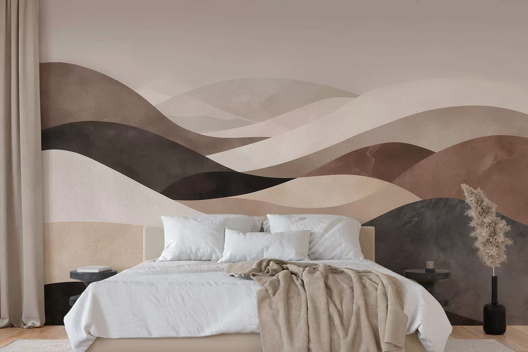 wall murals Апстрактни таласи у пешчано беж тоновима w09792
