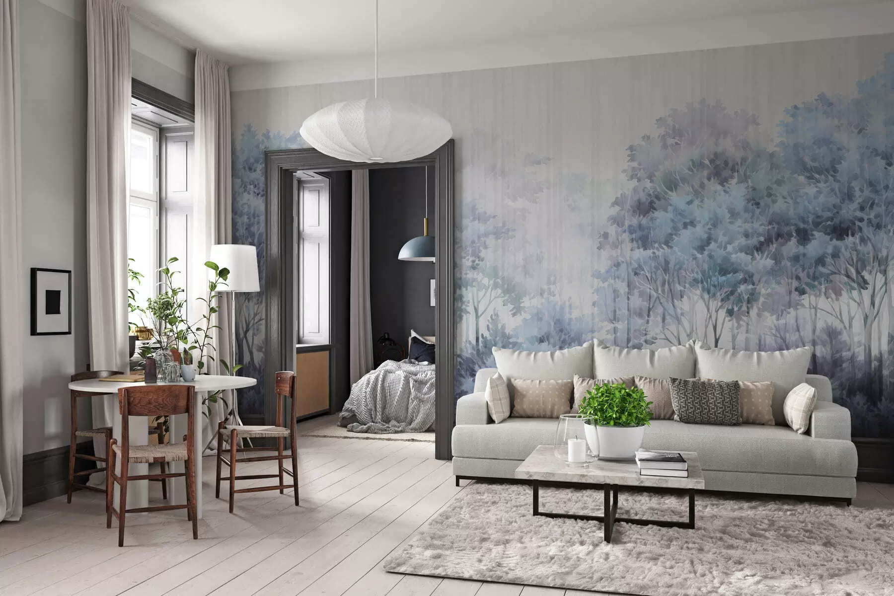 wall murals Лисна шума и линије w05442v1