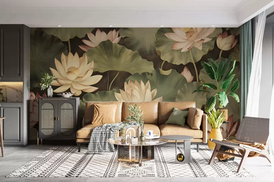wall murals Винтажни цветови лотоса w05445
