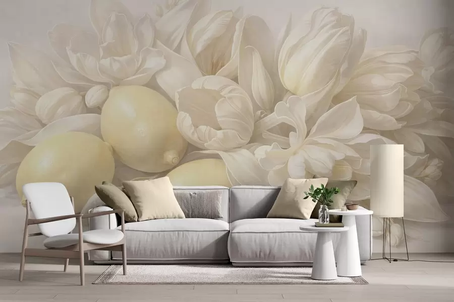 wall murals Нежни цветни букет са лимунима w05449