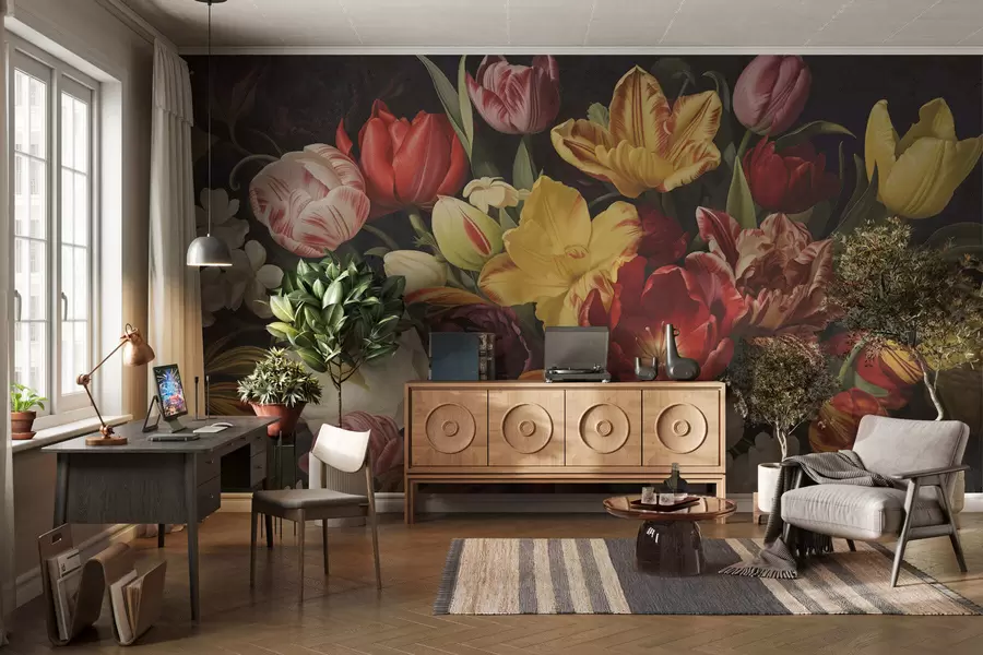 wall murals Винтаж гранџ букет w05451