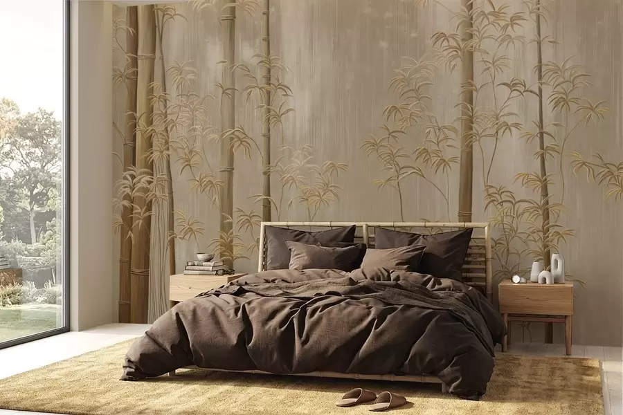 wall murals Беж бамбус са танким стабљикама w05120v2