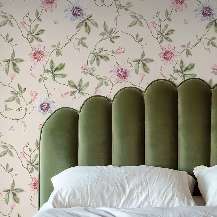 wall murals Узорак са егзотичним цвећем и вином a01131