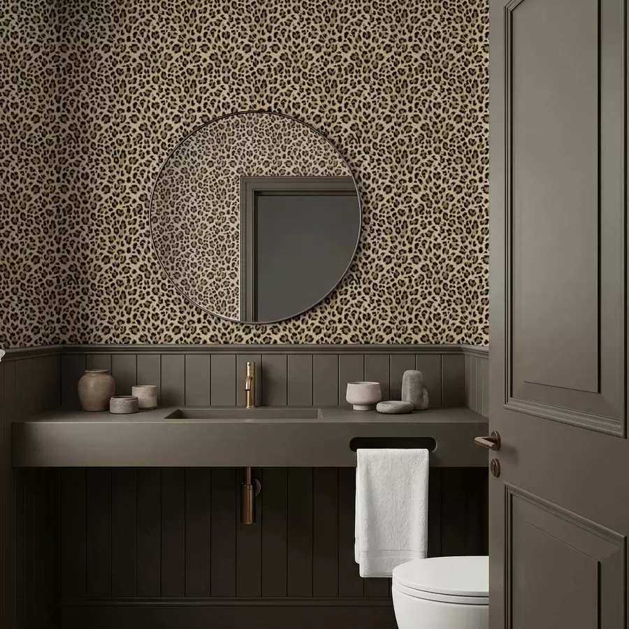 wall murals Леопард шара са мрљама на светлој позадини a01151