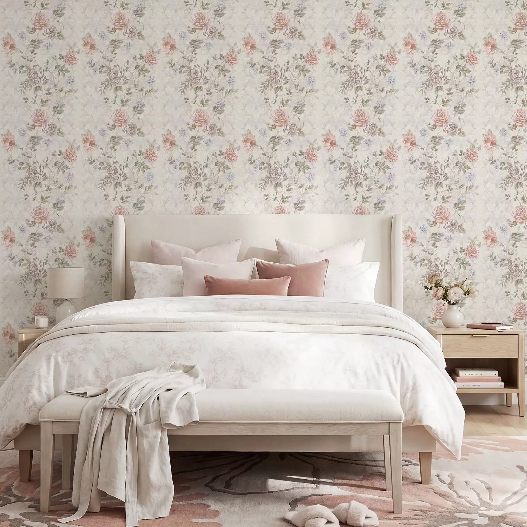 wall murals Узорак великог цвећа у пастелним тоновима a01154