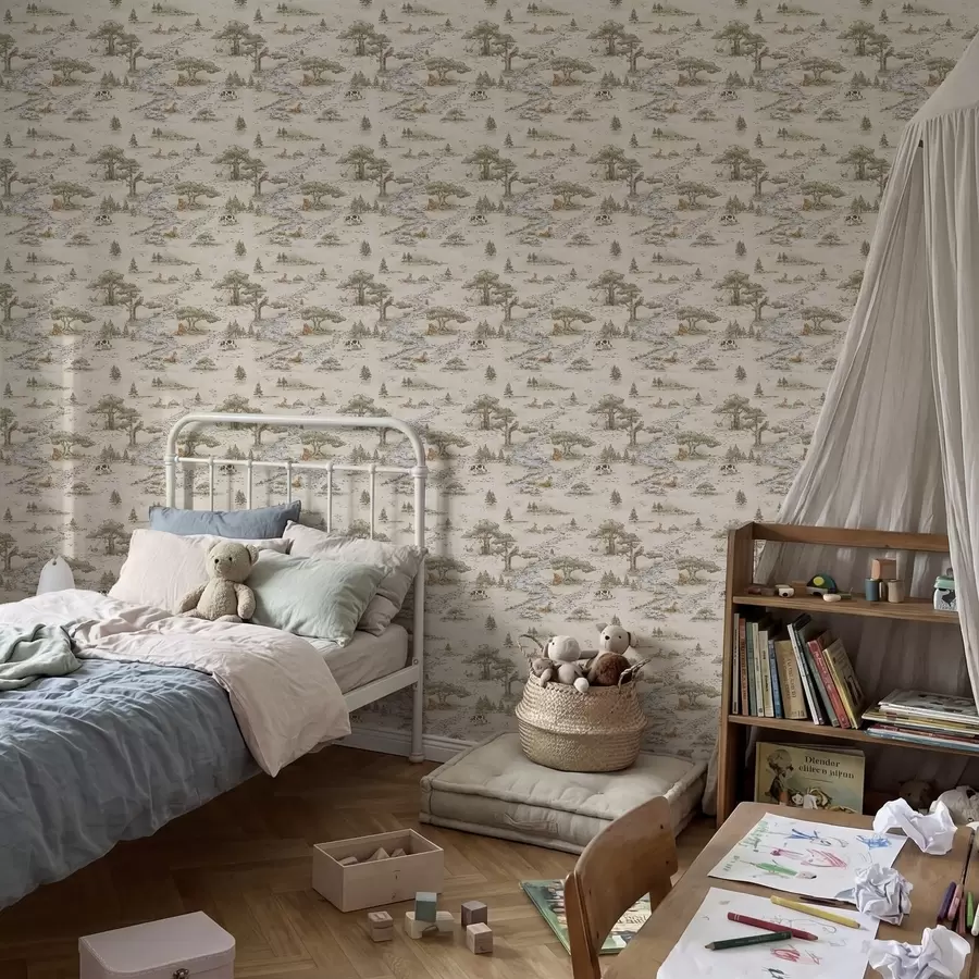 wall murals Илустрација природе са животињама и реком a01157