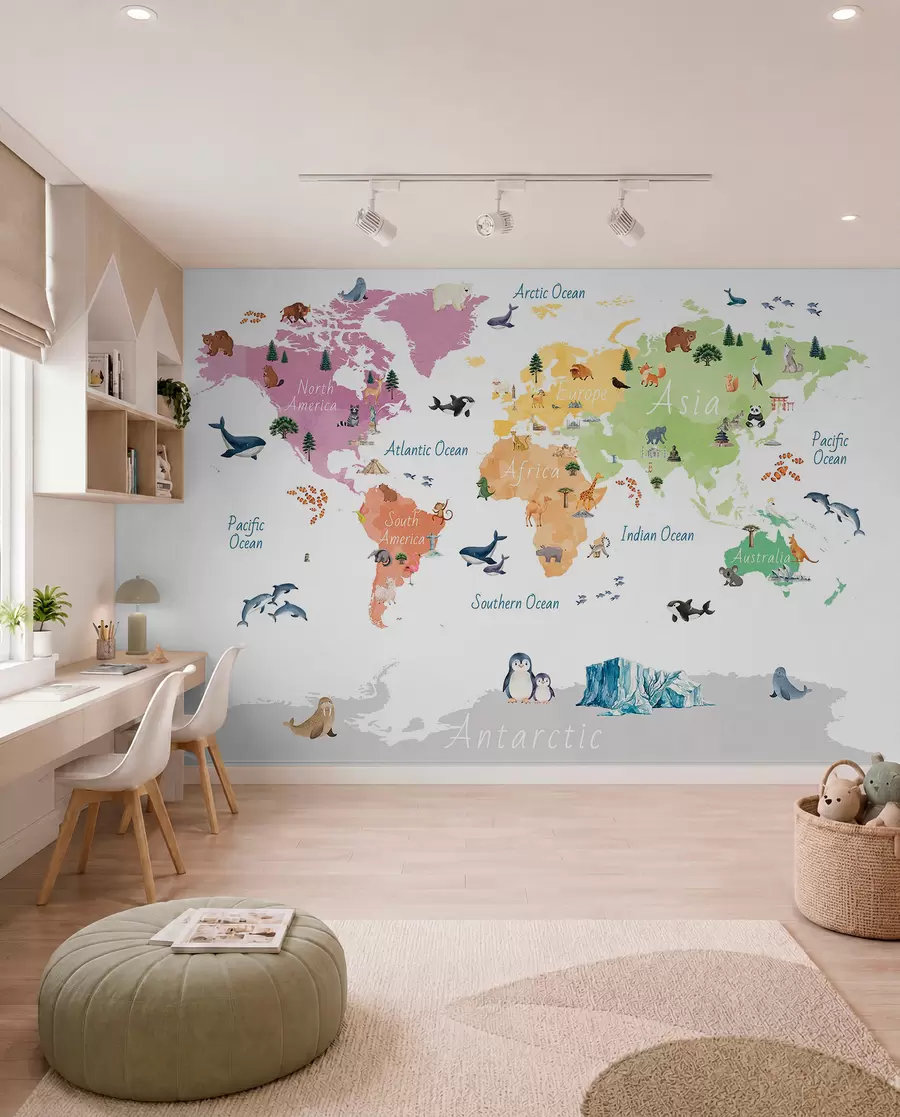 wall murals Karta životinja na engleskom c00009en