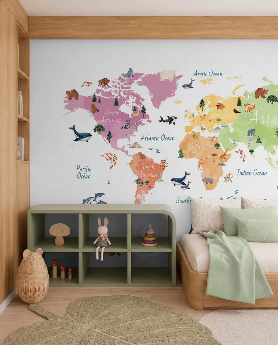 wall murals Karta životinja na engleskom c00009en