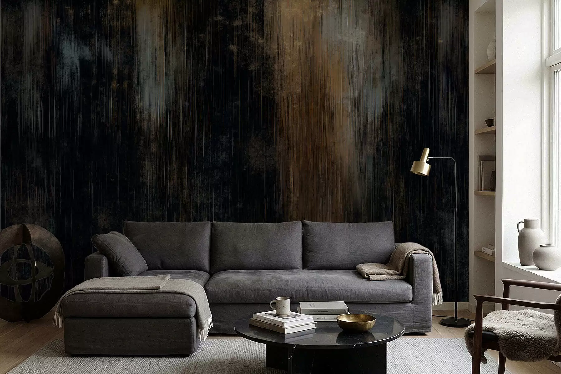 wall murals Тамна апстрактна позадина са вертикалним пругама w05121v5