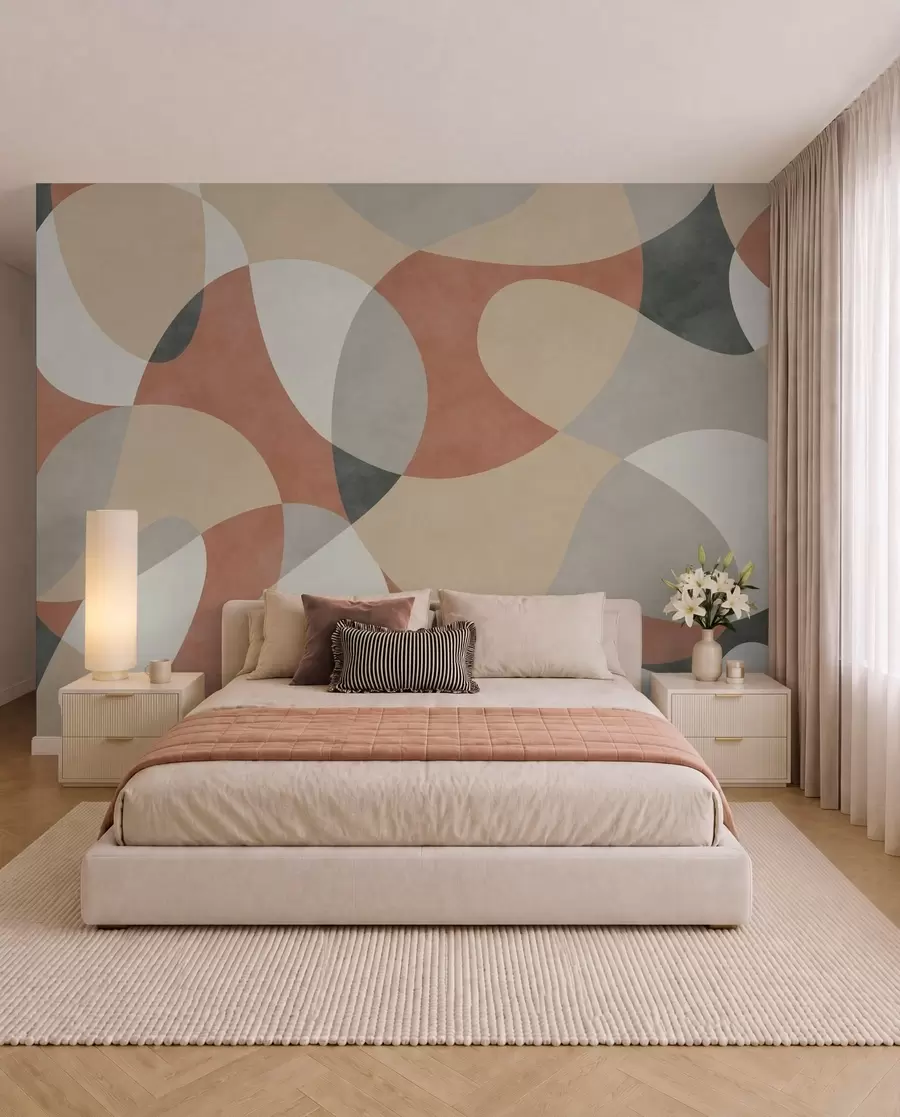wall murals Апстрактни узорак са заобљеним облицима у топлим тоновима w05149v1