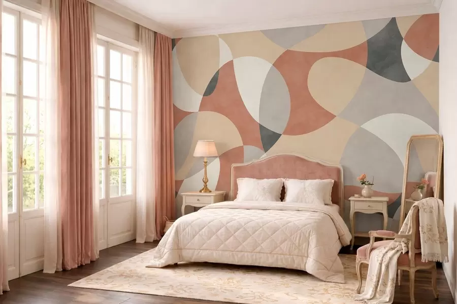 wall murals Апстрактни узорак са заобљеним облицима у топлим тоновима w05149v1