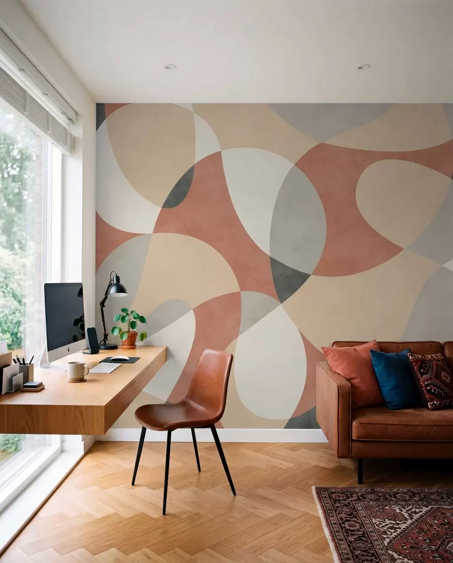 wall murals Апстрактни узорак са заобљеним облицима у топлим тоновима w05149v1