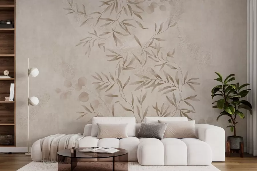wall murals Ботанички узорак у беж и браон нијансама w05424v2