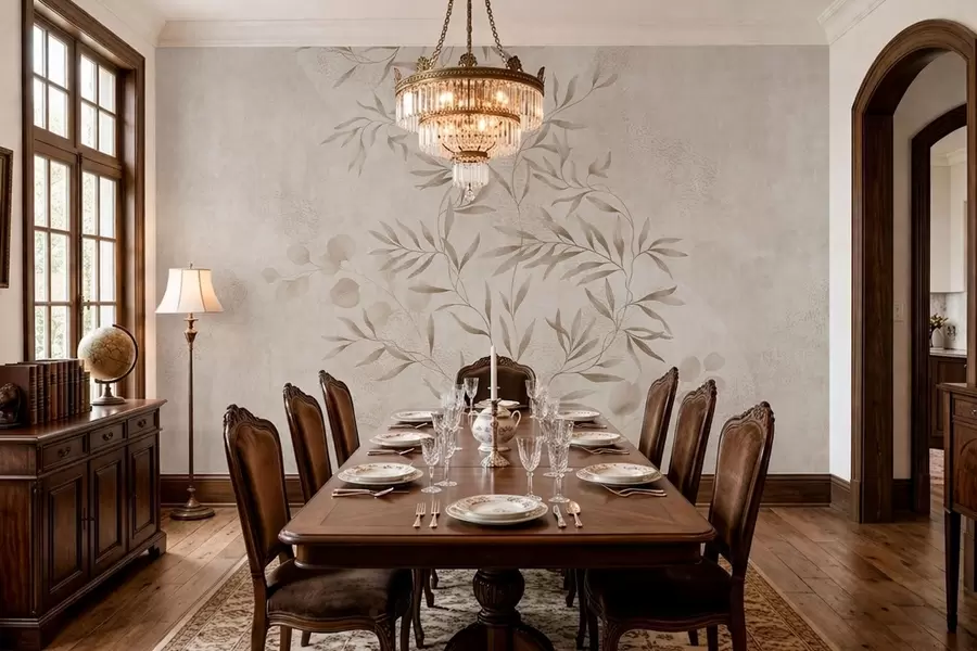 wall murals Ботанички узорак у беж и браон нијансама w05424v2