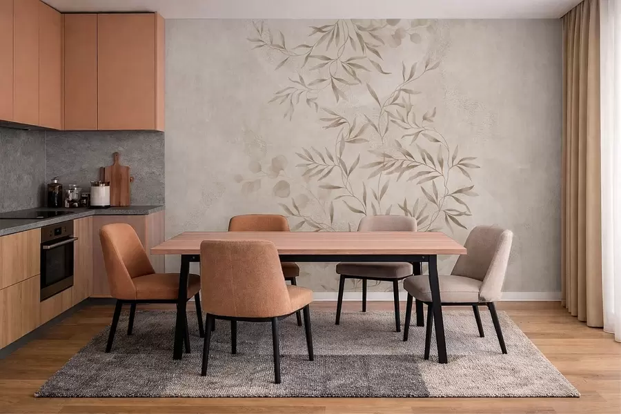 wall murals Ботанички узорак у беж и браон нијансама w05424v2