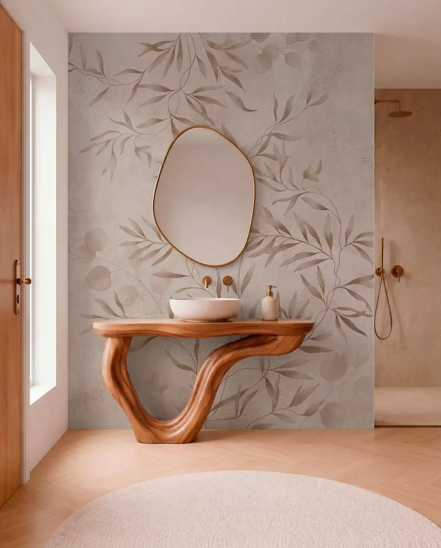 wall murals Ботанички узорак у беж и браон нијансама w05424v2