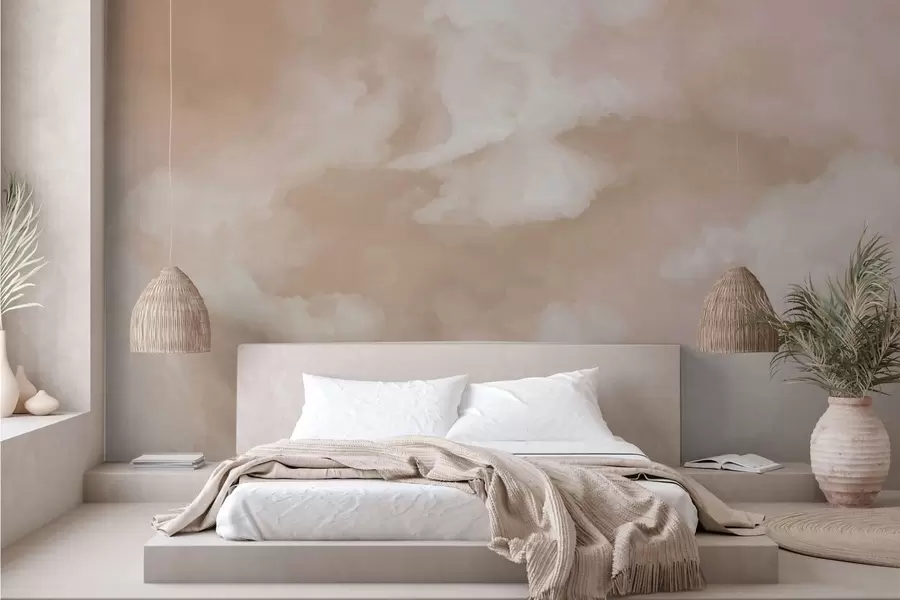 wall murals Мекана облачна позадина у топлим беж тоновима w05426