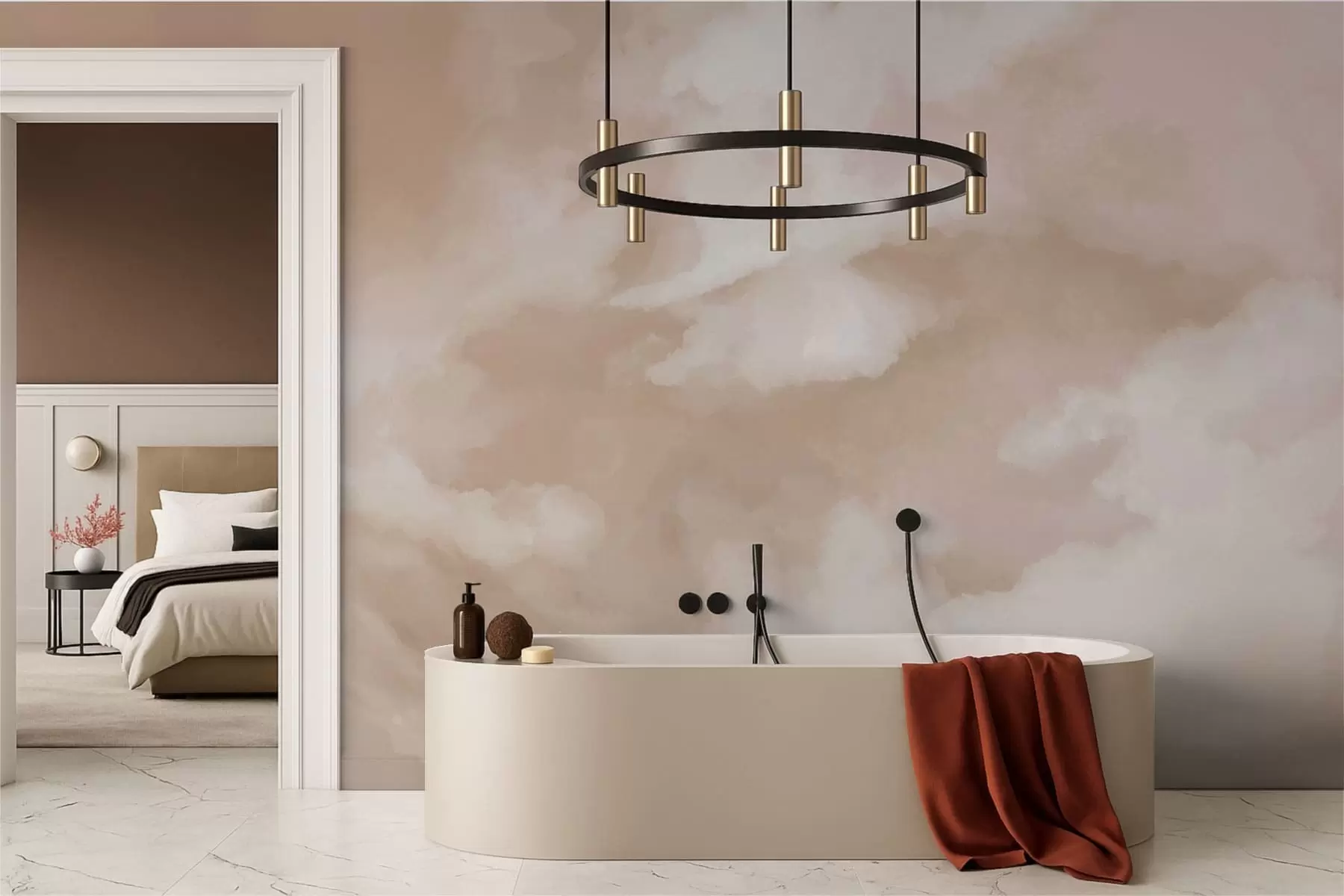 wall murals Мекана облачна позадина у топлим беж тоновима w05426