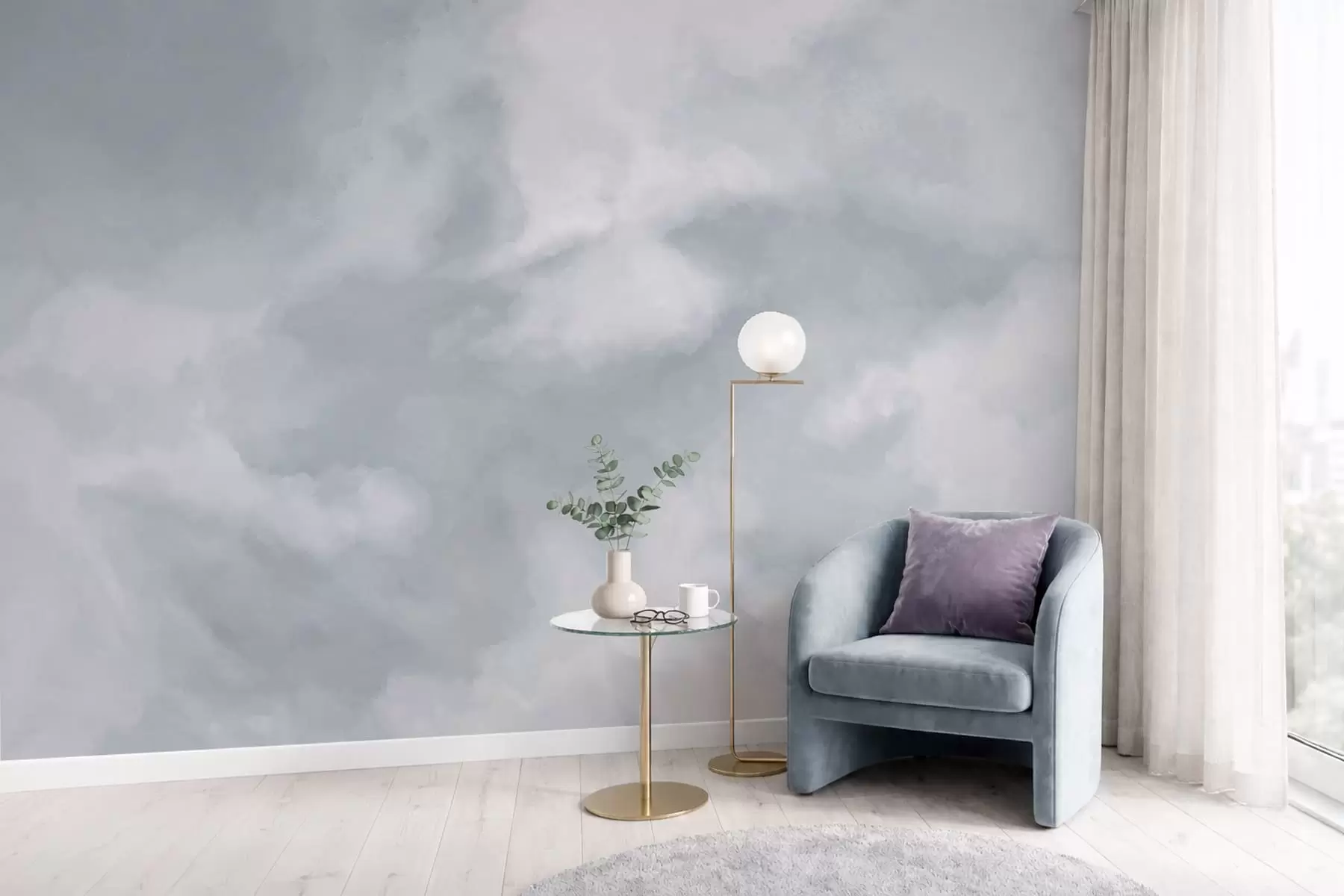 wall murals Мекана облачна позадина у светло сивим тоновима w05426v1