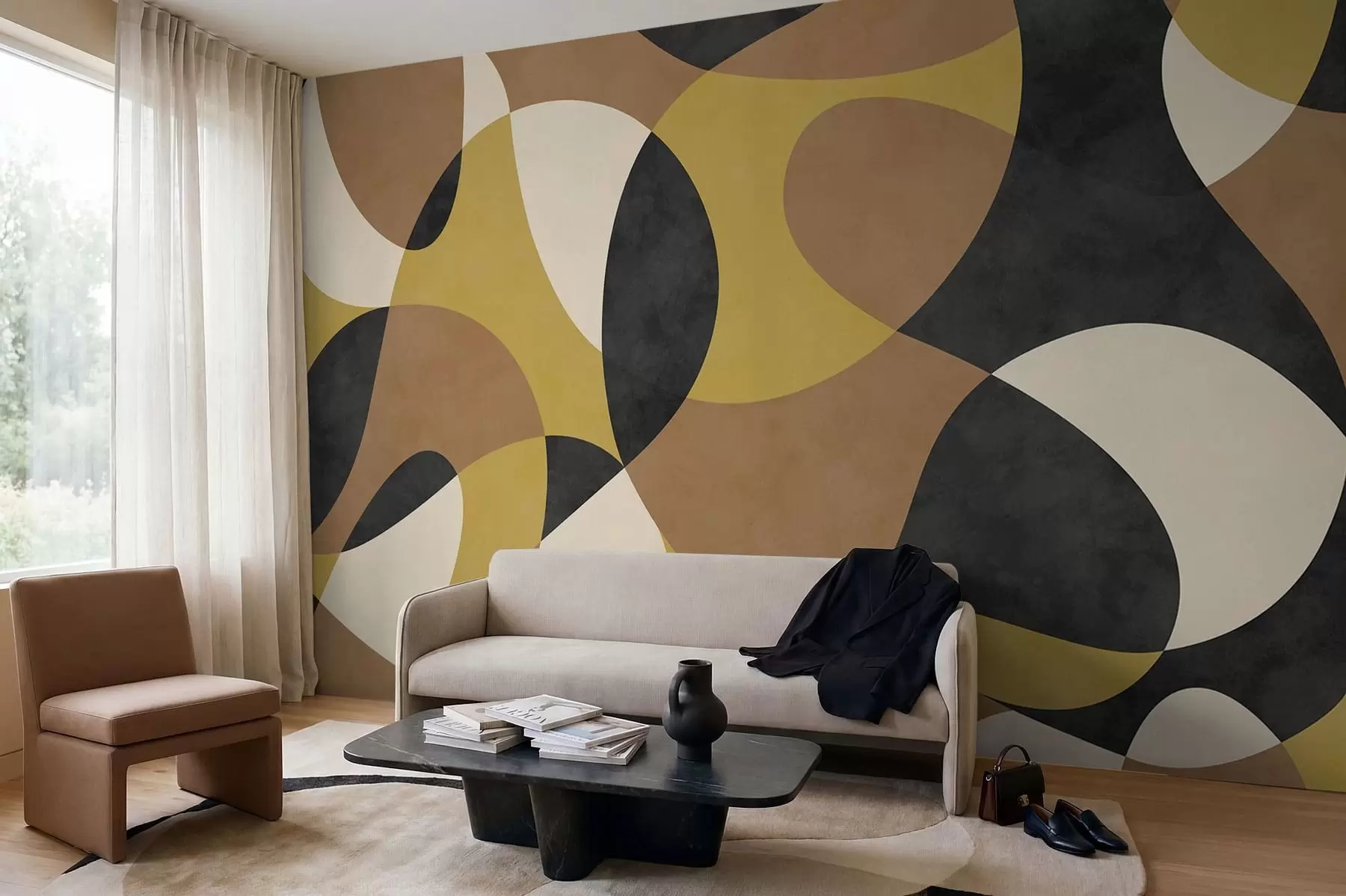 wall murals Апстрактни узорак са течним облицима и контрастом w05149