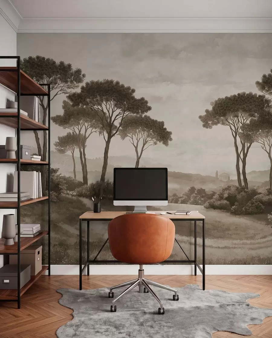wall murals Пејзаж са дрвећем у винтаге сепија тону w05122v2