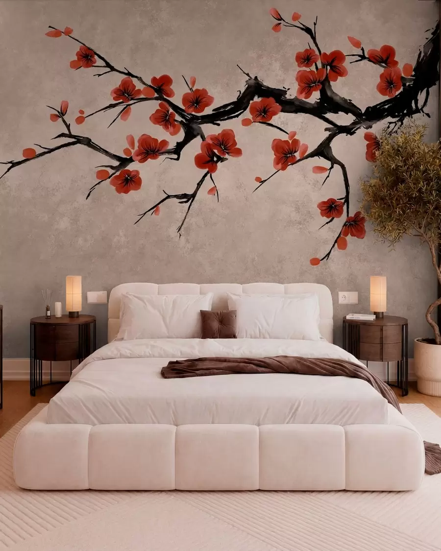 wall murals Гранчица цвета у источном стилу на беж позадини w05425v4