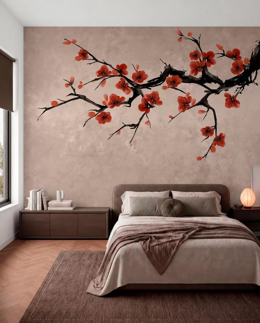 wall murals Гранчица цвета у источном стилу на беж позадини w05425v4