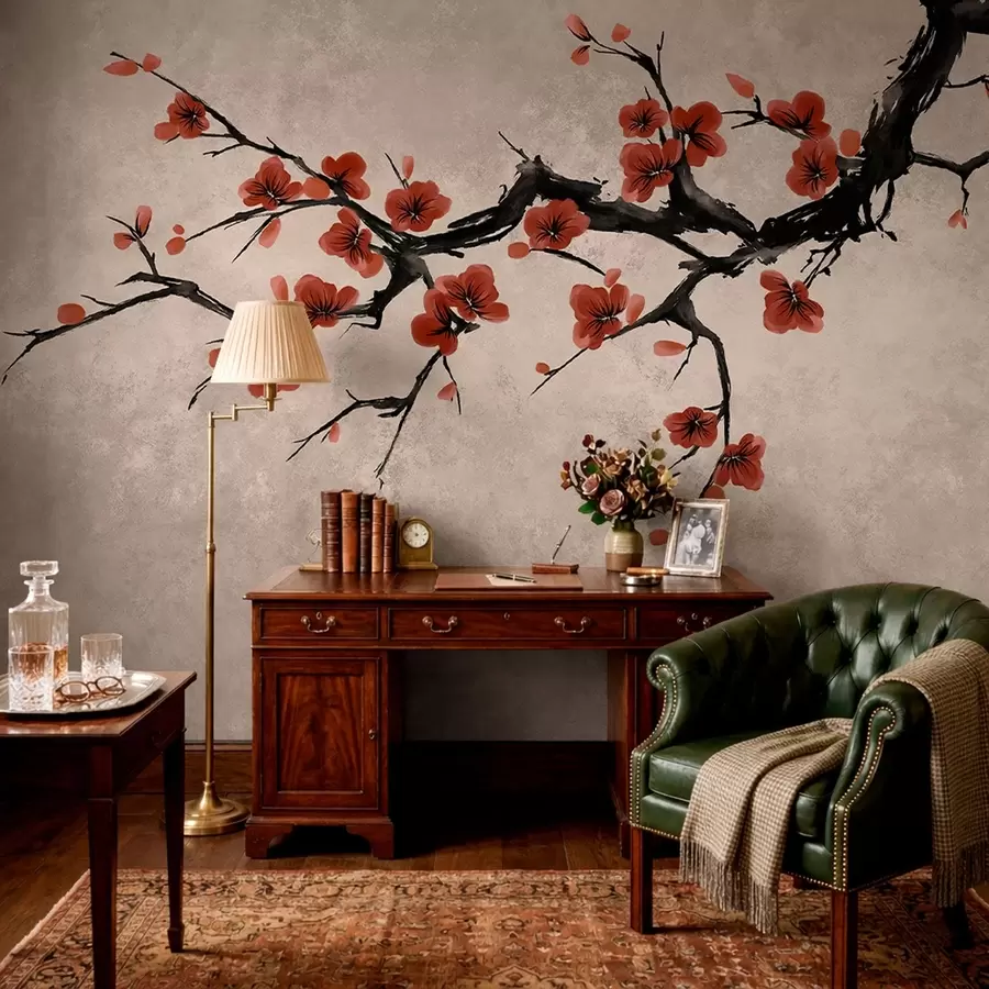 wall murals Гранчица цвета у источном стилу на беж позадини w05425v4