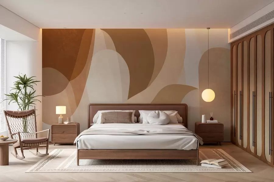 wall murals апстрактне криве у смеђим, беж и кестењастим нијансама w05387