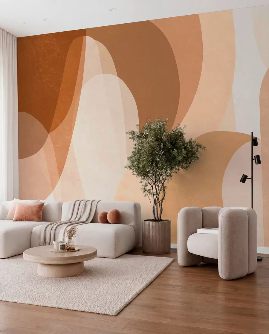 wall murals апстрактне криве у смеђим, беж и кестењастим нијансама w05387