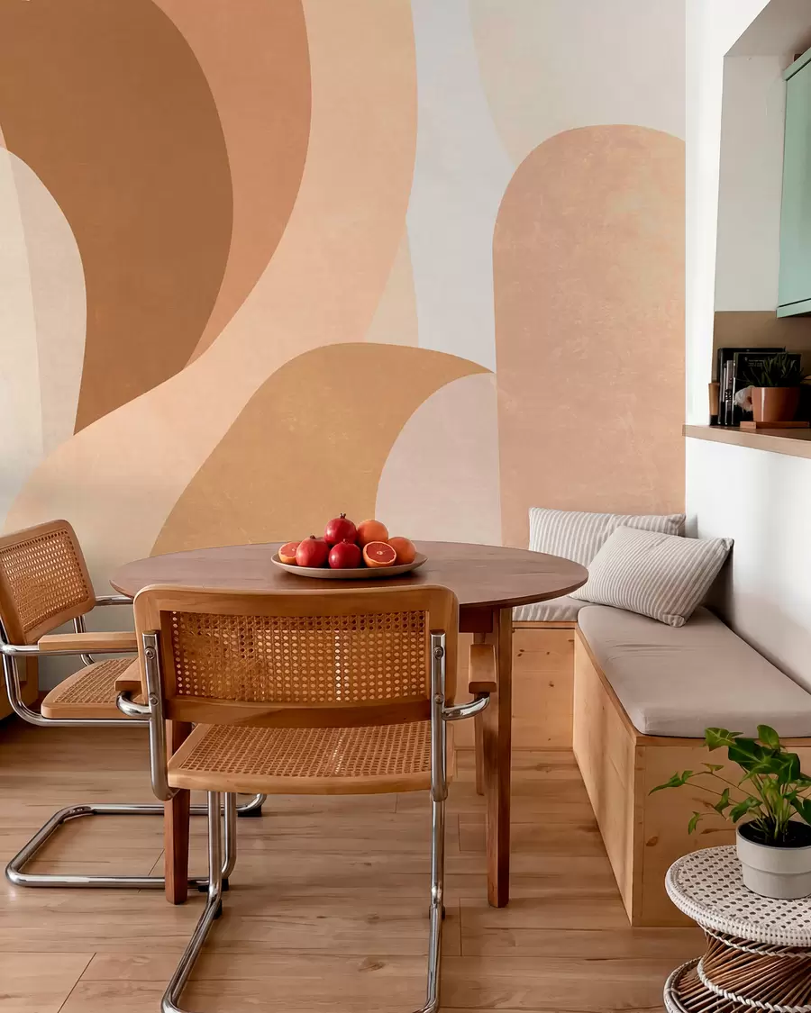 wall murals апстрактне криве у смеђим, беж и кестењастим нијансама w05387