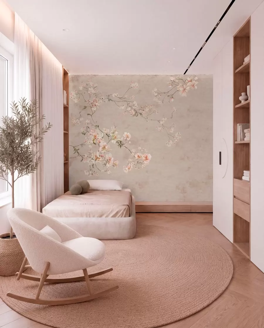 wall murals Нежне цветне гране кинеског порекла на светлој позадини w05427