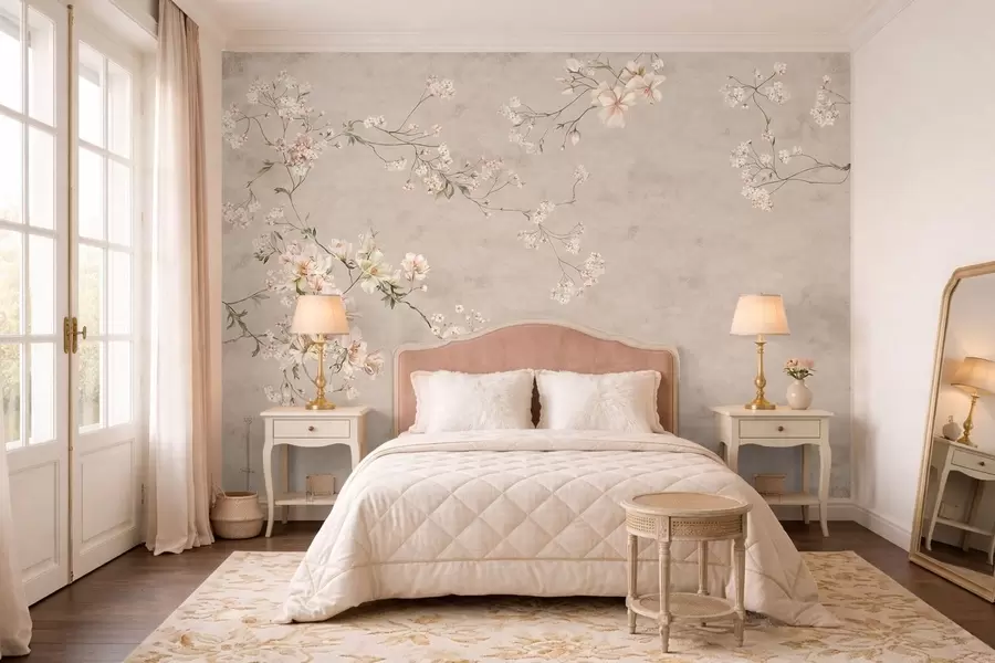 wall murals Нежне цветне гране кинеског порекла на светлој позадини w05427