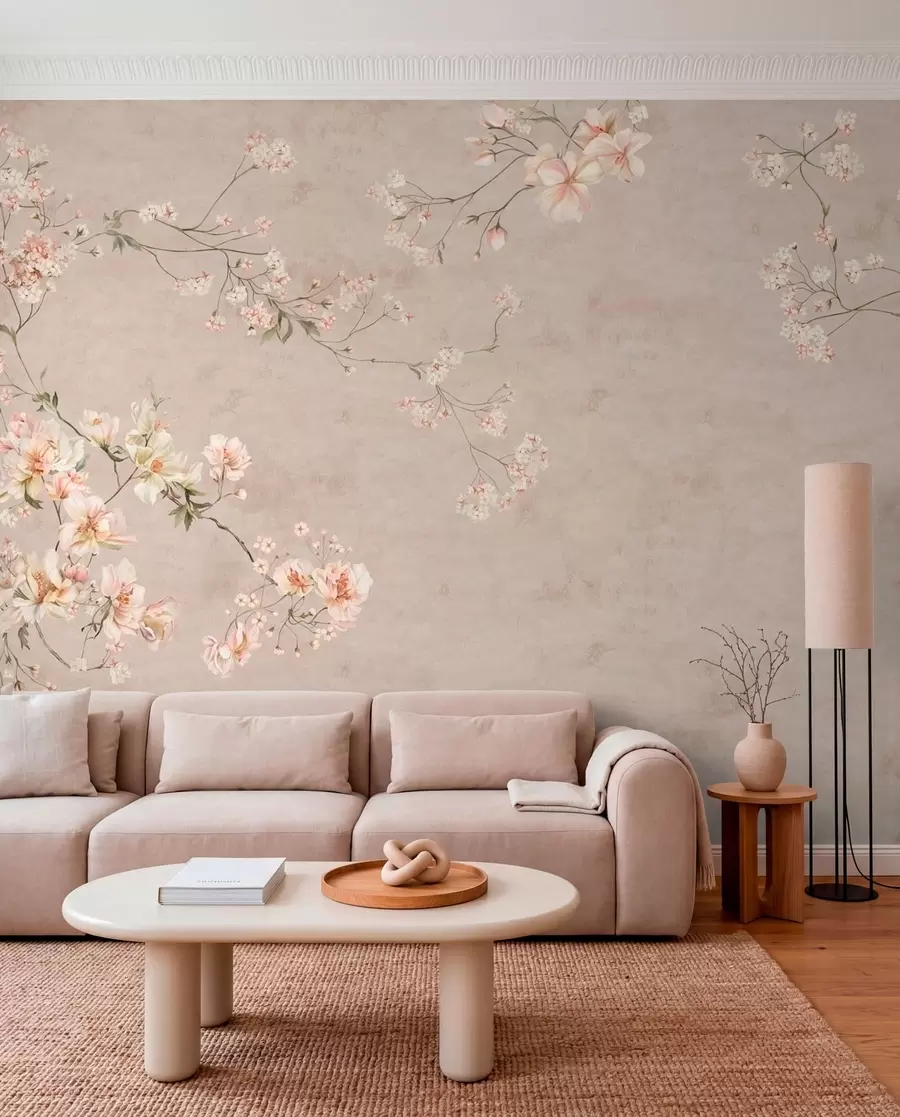 wall murals Нежне цветне гране кинеског порекла на светлој позадини w05427