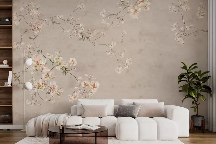 wall murals Нежне цветне гране кинеског порекла на светлој позадини w05427