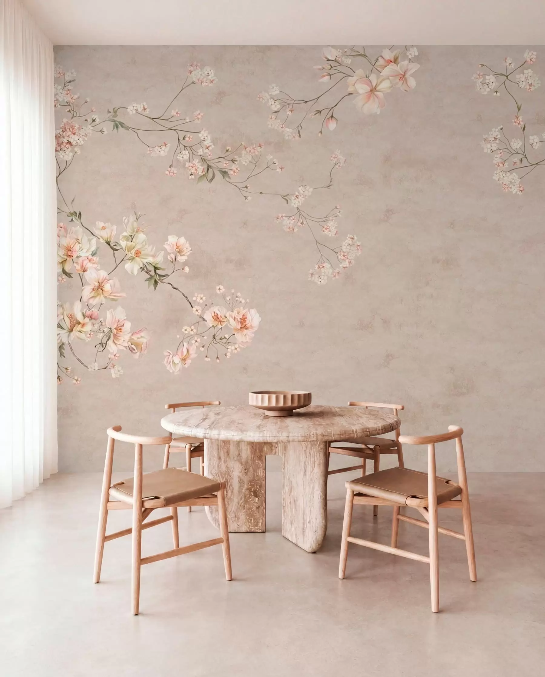 wall murals Нежне цветне гране кинеског порекла на светлој позадини w05427