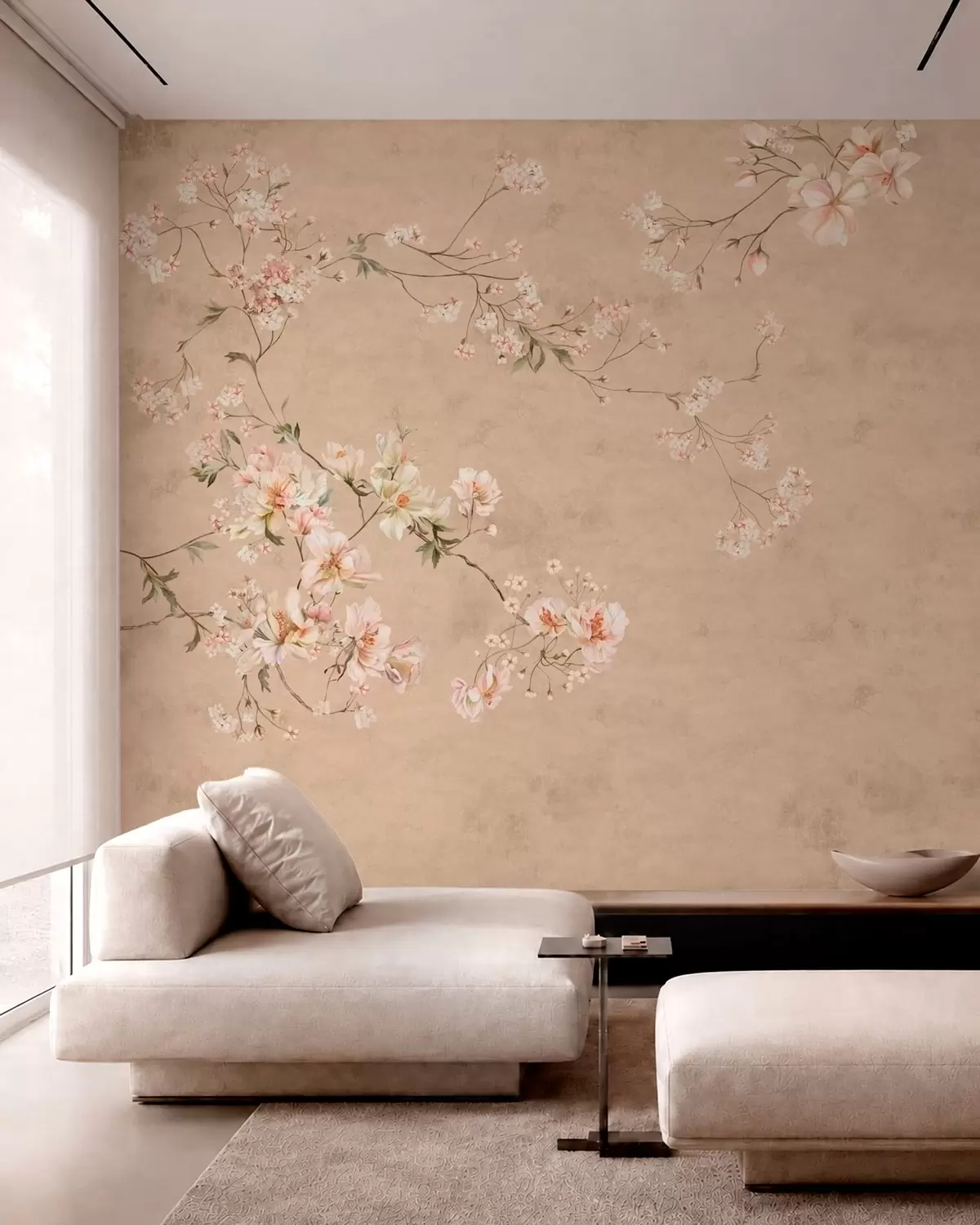 wall murals Цветне гране кинеског порекла на топлој беж позадини w05427v2