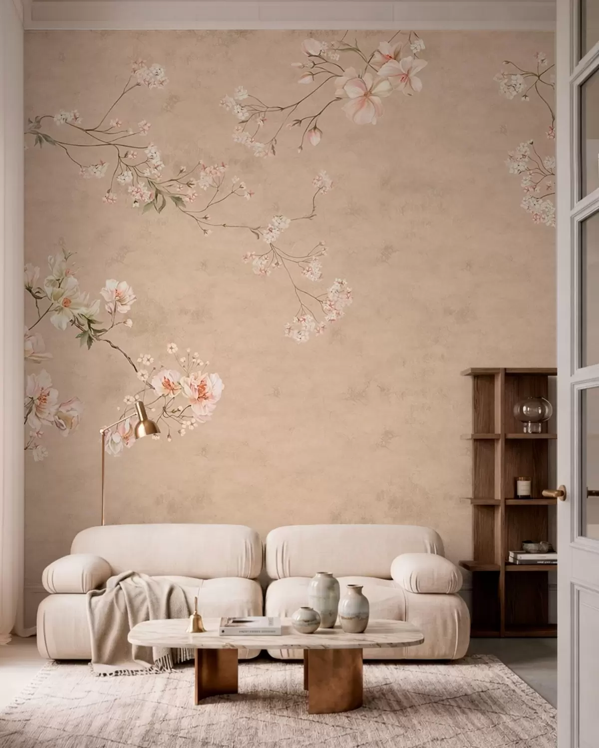 wall murals Цветне гране кинеског порекла на топлој беж позадини w05427v2