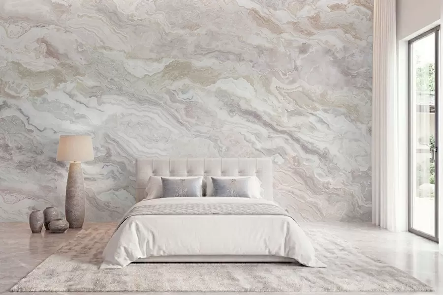 wall murals Светли оникс са беж и сивим, текућим слојевима w05430