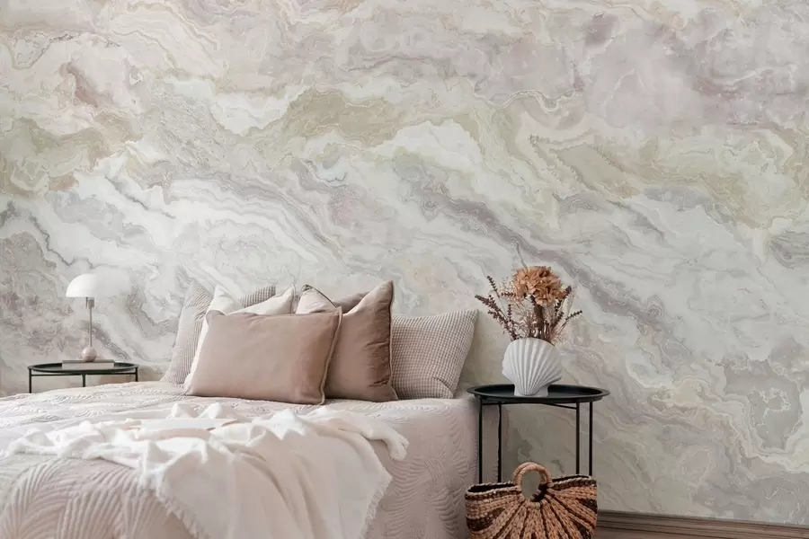 wall murals Светли оникс са беж и сивим, текућим слојевима w05430