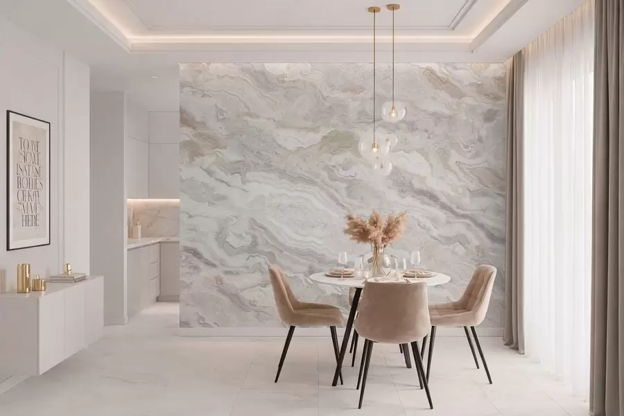 wall murals Светли оникс са беж и сивим, текућим слојевима w05430