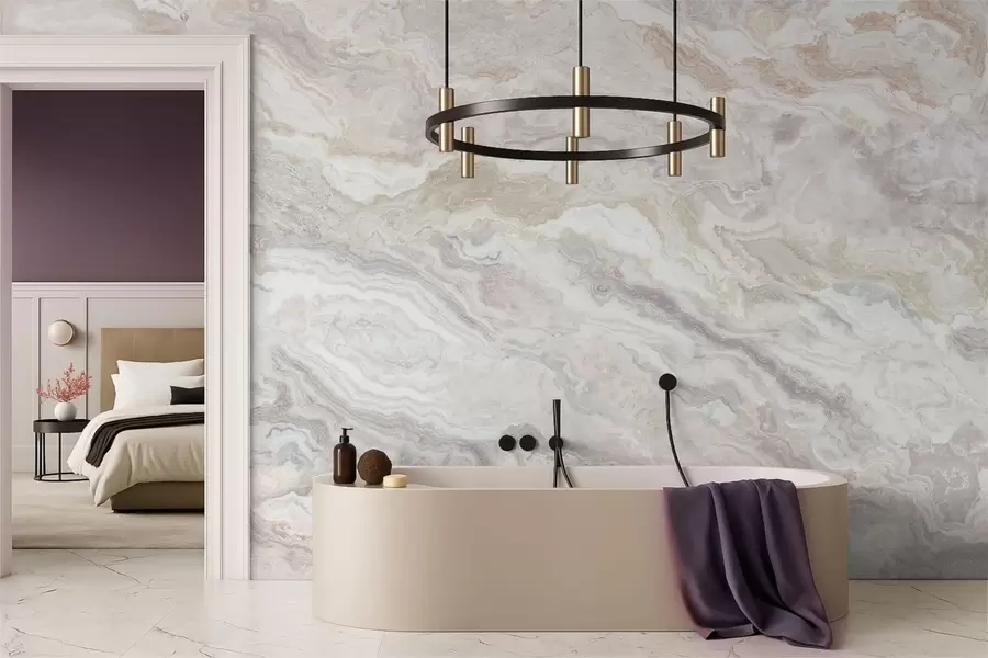 wall murals Светли оникс са беж и сивим, текућим слојевима w05430