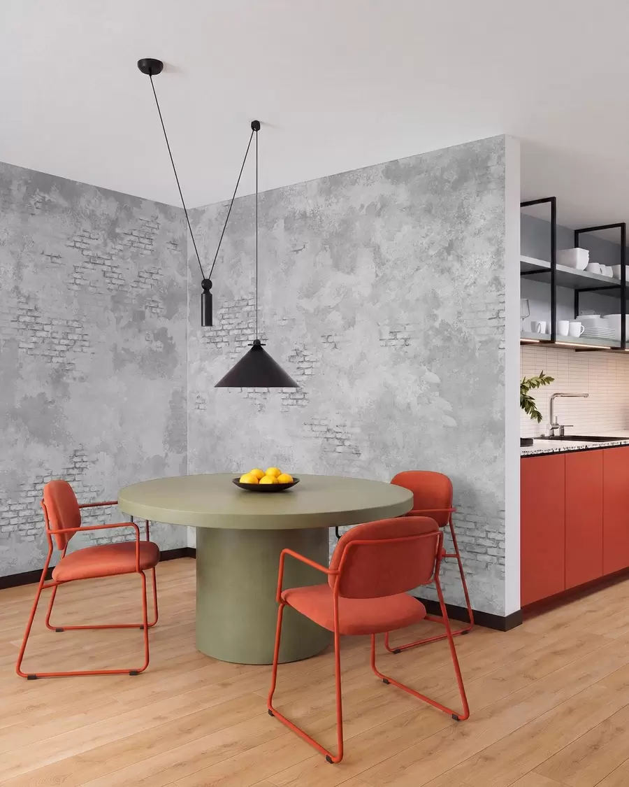 wall murals Грунг сиви малтер са видљивим цигланим мрљама w05161v2