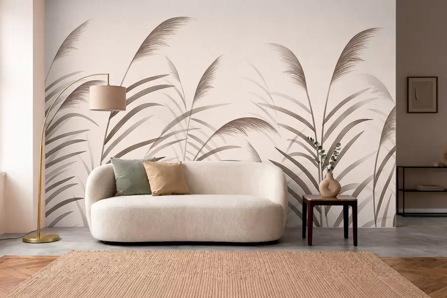 wall murals Минималистичке силуете трске у беж тоновима w05432