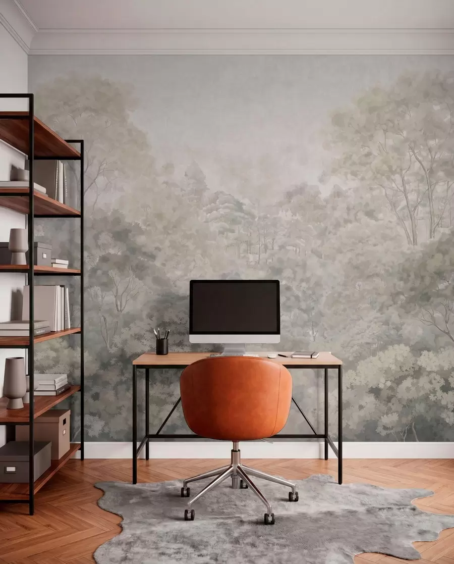wall murals Винтажни пејзаж светле шуме у пастелним тоновима w05433v2