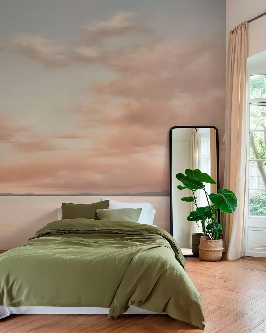 wall murals Минималистички морски хоризонт са пастелним облацима w05516