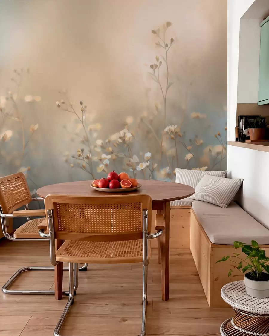 wall murals пољске траве са малим цветовима на позадини мале дубине поља w05386