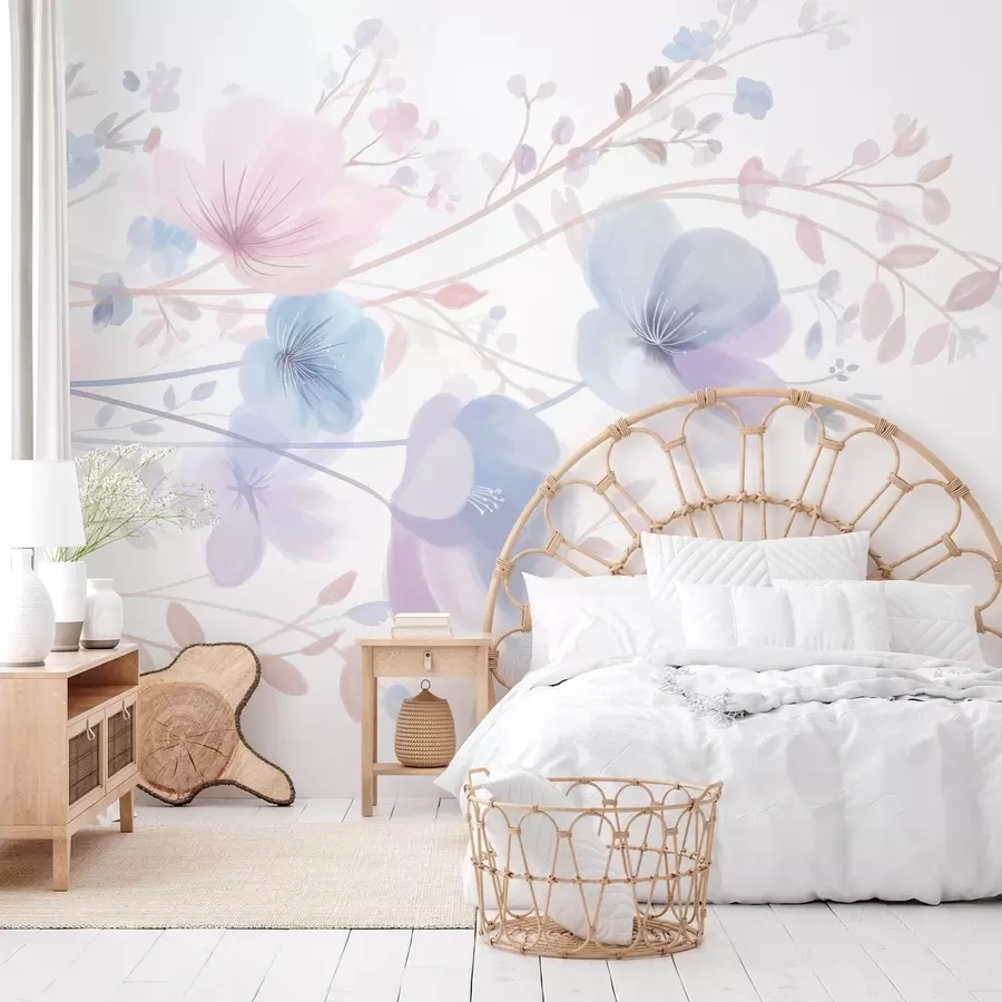 wall murals нежно дивље цвеће на белој позадини w05388