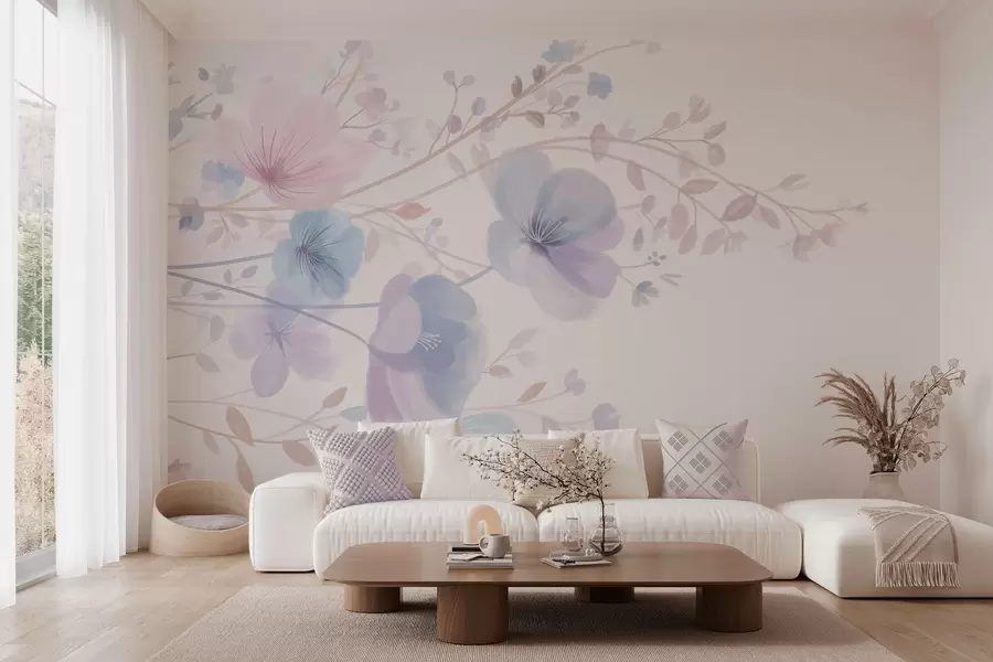 wall murals нежно дивље цвеће на белој позадини w05388
